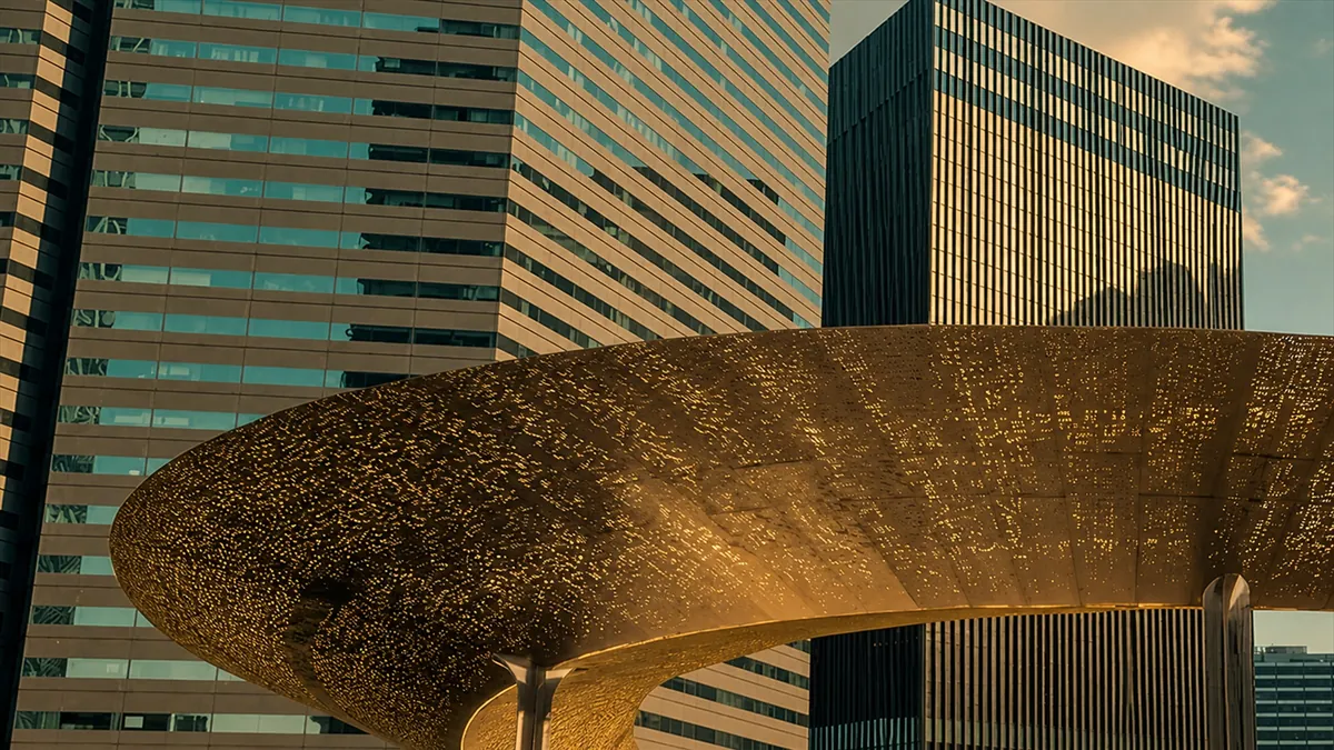 Abstract metal sculpture downtown dallas