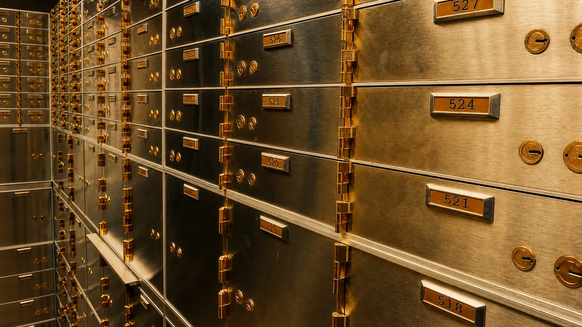 Bank vault safe deposit boxes