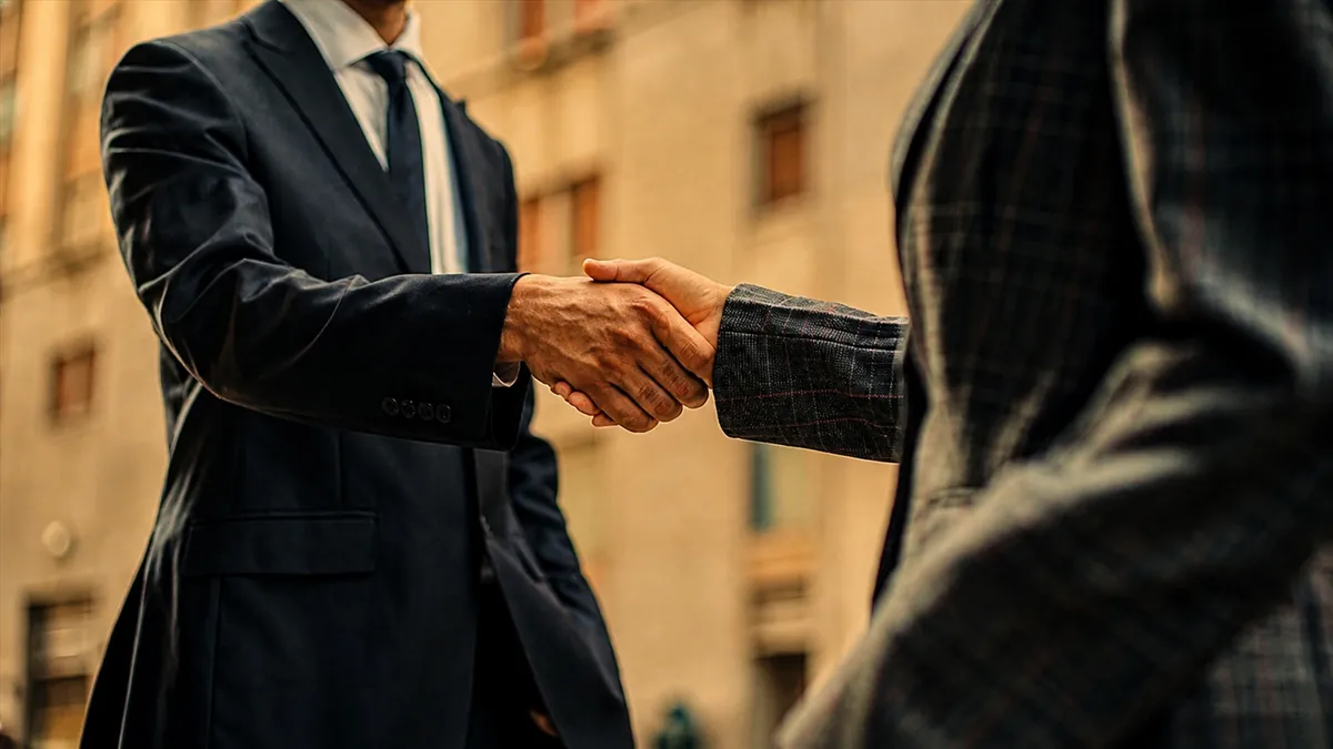 Business handshake close up