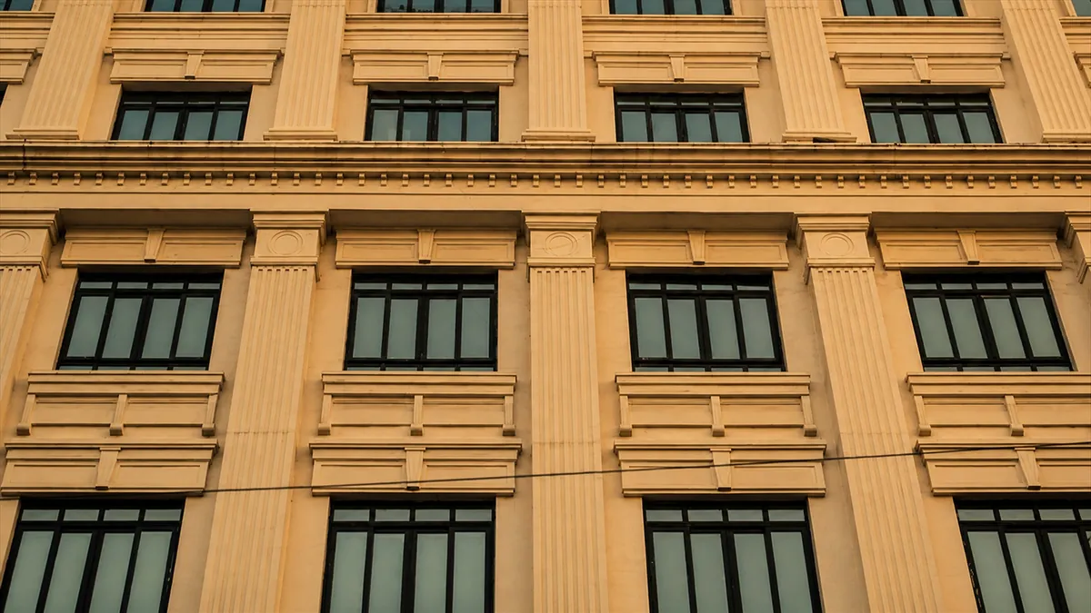 Classic office building window facade