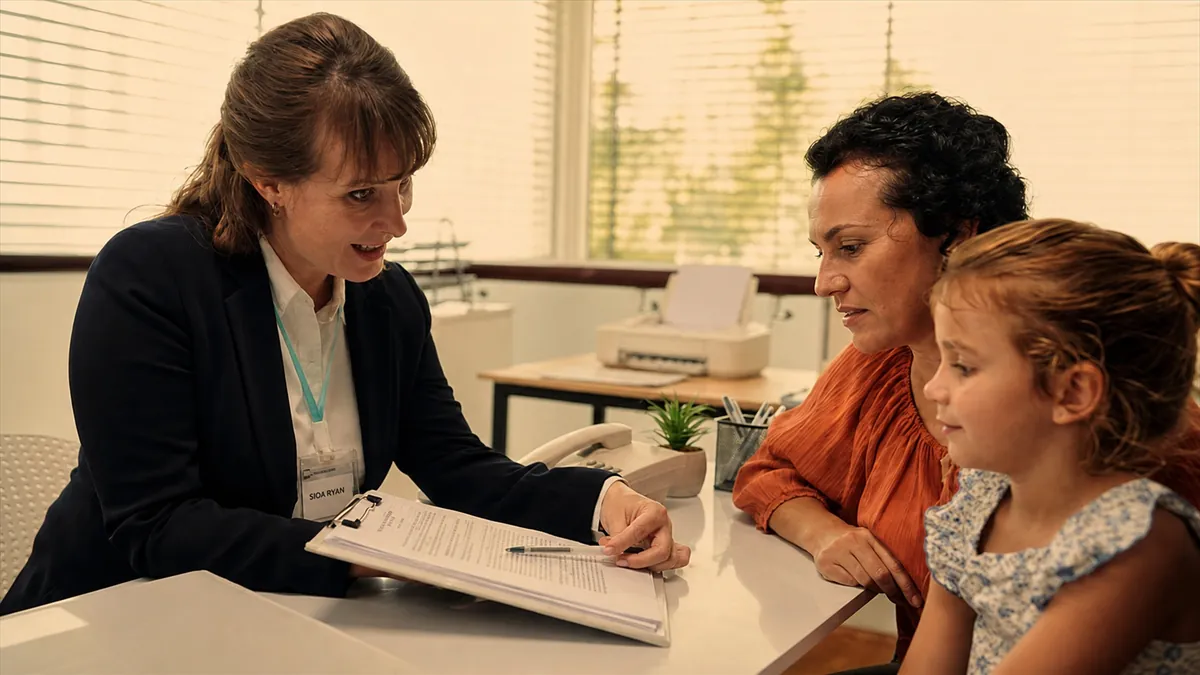 Financial advisor meeting mother and daughter