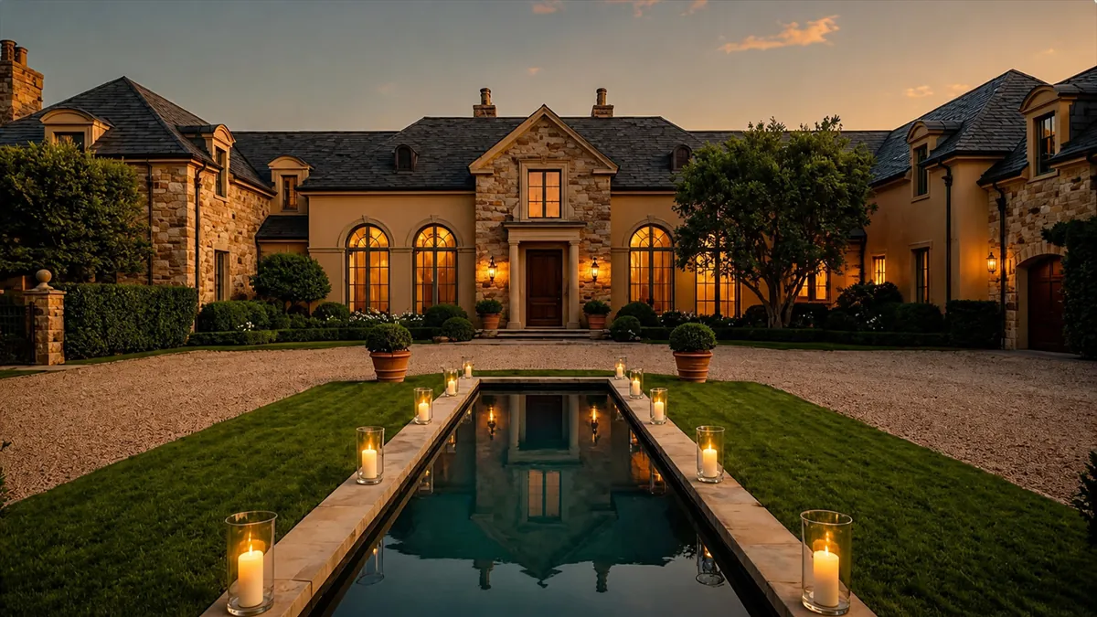 Luxury estate with reflecting pool