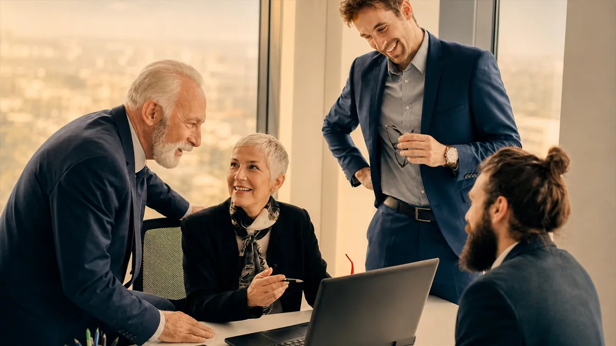 Retired couple meeting financial advisors