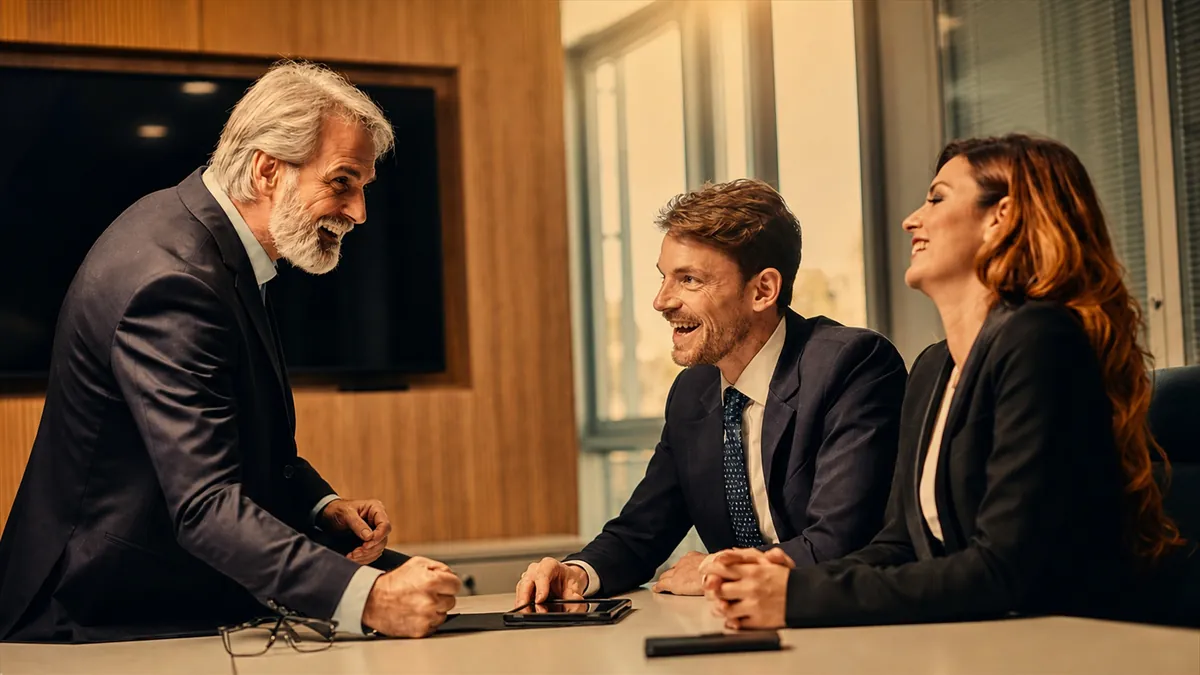 Senior client meeting financial advisors