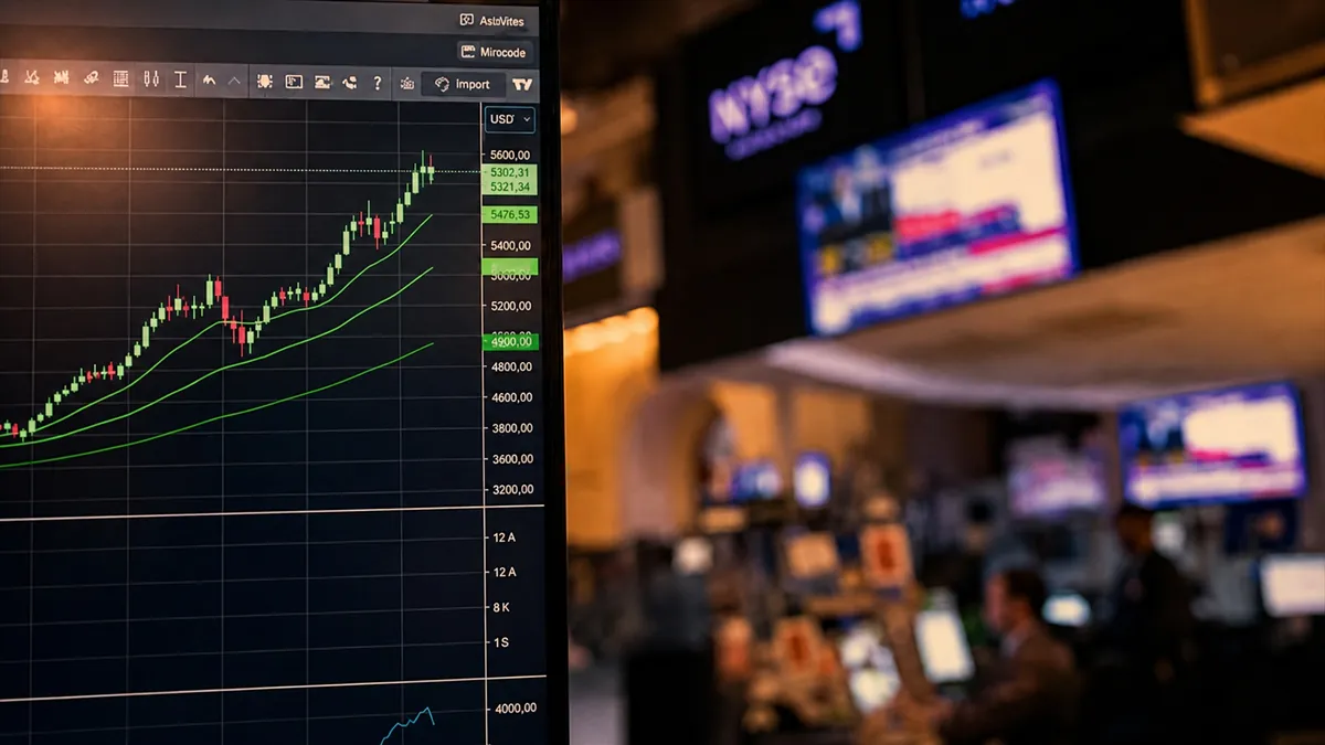 Stock market chart on trading screen