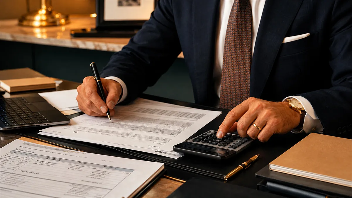 Tax advisor calculating client tax return