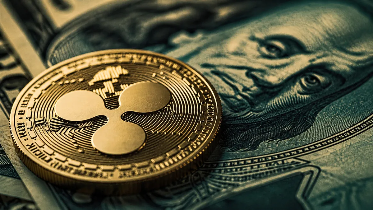 XRP coin on US dollar bill
