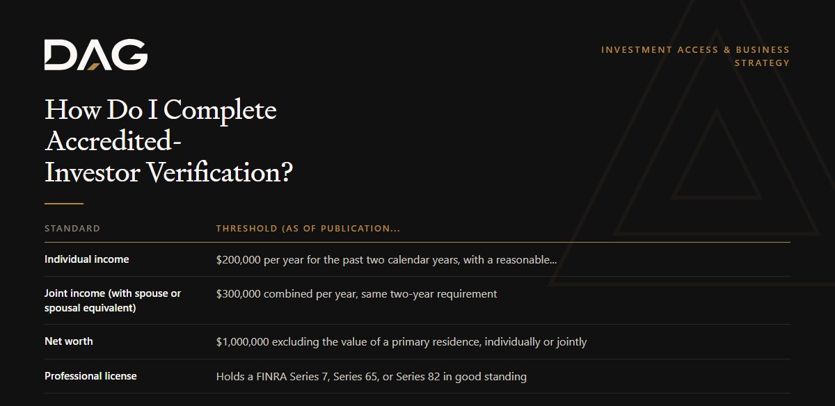 How Do I Complete Accredited-Investor Verification?, compared across individual income, net worth, professional license, knowledgeable employee (for funds)