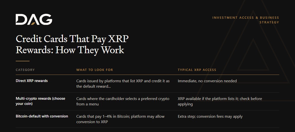 Direct XRP rewards, Multi-crypto rewards (choose your coin), Bitcoin-default with conversion, Points redeemable for crypto compared on what to look for, typical xrp access